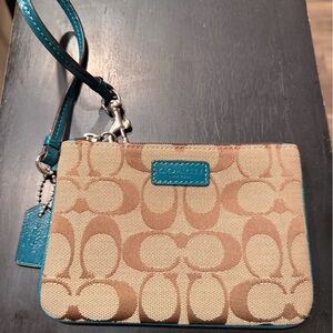 Coach Beige and Blue Wristlet